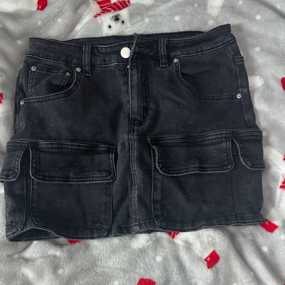 Black Denim Mini Skirt